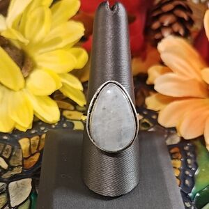 Rainbow Moonstone Gemstone Ring - Size 9 1/2